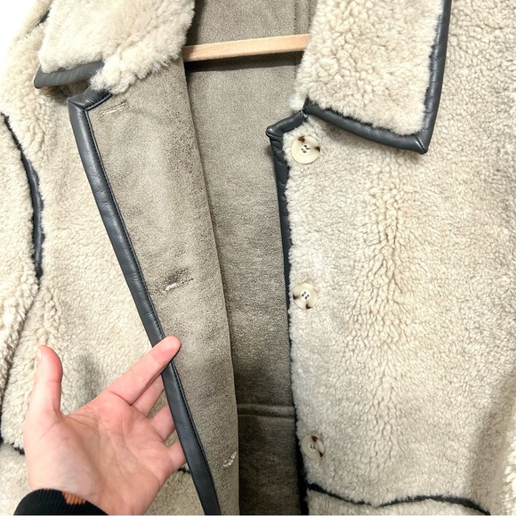 Something Navy Reversible Faux Shearling Coat Sz L Gray - Picture 4 of 15